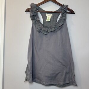STARING AT STARS M Ruffles Top Urban‎ Outfitter UO Gray Tinsel ** see desc Y2K